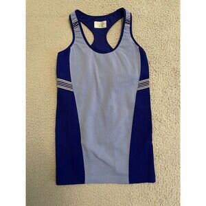 Athleta Colorblock Accelerate Tank  Blue Racerback Seamless Shelf Bra Womens S